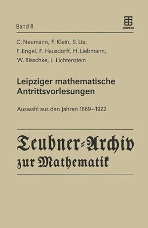 Immagine del venditore per Leipziger mathematische Antrittsvorlesungen venduto da BuchWeltWeit Ludwig Meier e.K.