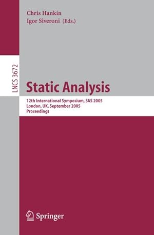 Imagen del vendedor de Static Analysis a la venta por BuchWeltWeit Ludwig Meier e.K.
