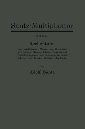 Seller image for Santz-Multiplikator D.R.G.M. for sale by BuchWeltWeit Ludwig Meier e.K.