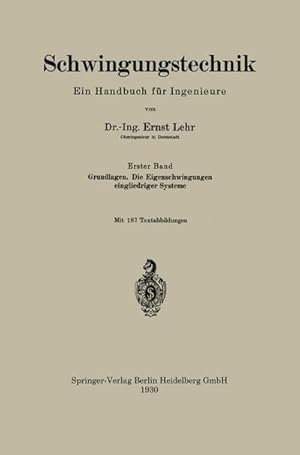 Bild des Verkufers fr Schwingungstechnik. Ein Handbuch fr Ingenieure zum Verkauf von BuchWeltWeit Ludwig Meier e.K.