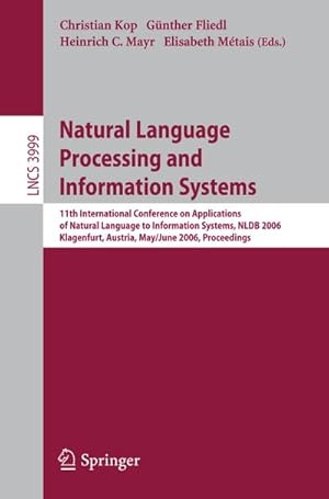 Imagen del vendedor de Natural Language Processing and Information Systems a la venta por BuchWeltWeit Ludwig Meier e.K.