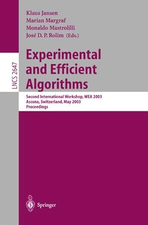 Bild des Verkufers fr Experimental and Efficient Algorithms zum Verkauf von BuchWeltWeit Ludwig Meier e.K.