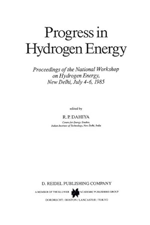 Bild des Verkufers fr Progress in Hydrogen Energy zum Verkauf von BuchWeltWeit Ludwig Meier e.K.