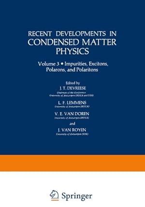 Immagine del venditore per Recent Developments in Condensed Matter Physics venduto da BuchWeltWeit Ludwig Meier e.K.