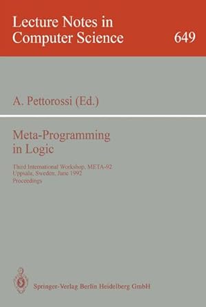Bild des Verkufers fr Meta-Programming in Logic zum Verkauf von BuchWeltWeit Ludwig Meier e.K.