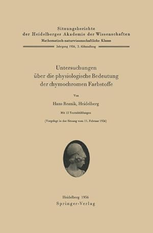 Seller image for Untersuchungen ber die physiologische Bedeutung der chymochromen Farbstoffe for sale by BuchWeltWeit Ludwig Meier e.K.