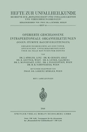 Bild des Verkufers fr Operierte Geschlossene Intraperitoneale Organverletzungen zum Verkauf von BuchWeltWeit Ludwig Meier e.K.