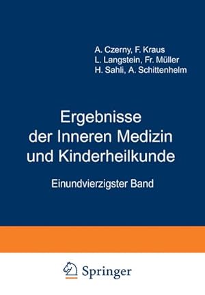 Seller image for Ergebnisse der inneren Medizin und Kinderheilkunde for sale by BuchWeltWeit Ludwig Meier e.K.