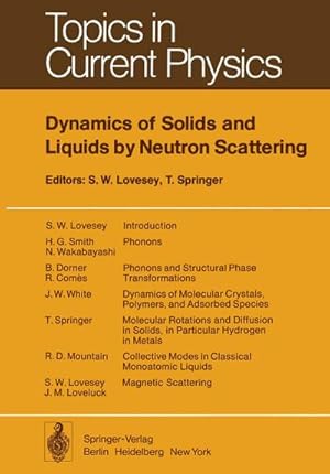 Immagine del venditore per Dynamics of Solids and Liquids by Neutron Scattering venduto da BuchWeltWeit Ludwig Meier e.K.