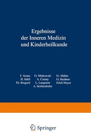 Imagen del vendedor de Ergebnisse der inneren Medizin und Kinderheilkunde a la venta por BuchWeltWeit Ludwig Meier e.K.