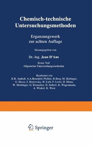Seller image for Chemisch-technische Untersuchungsmethoden Ergnzungswerk zur achten Auflage for sale by BuchWeltWeit Ludwig Meier e.K.