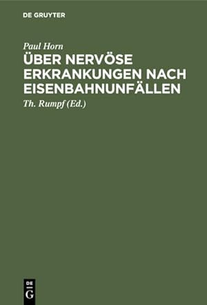 Image du vendeur pour ber nervse Erkrankungen nach Eisenbahnunfllen mis en vente par BuchWeltWeit Ludwig Meier e.K.