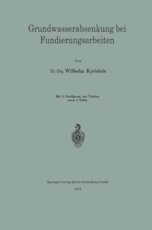Imagen del vendedor de Grundwasserabsenkung bei Fundierungsarbeiten a la venta por BuchWeltWeit Ludwig Meier e.K.
