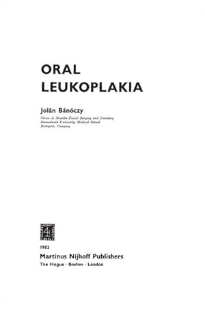 Immagine del venditore per Oral Leukoplakia venduto da BuchWeltWeit Ludwig Meier e.K.