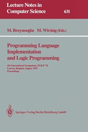 Bild des Verkufers fr Programming Language Implementation and Logic Programming zum Verkauf von BuchWeltWeit Ludwig Meier e.K.