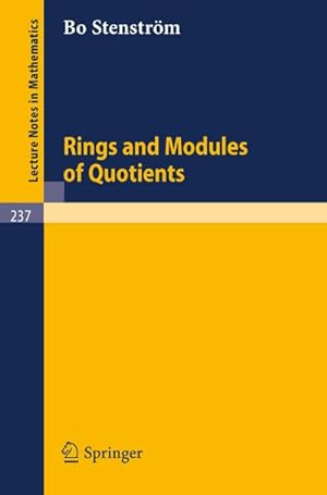 Imagen del vendedor de Rings and Modules of Quotients a la venta por BuchWeltWeit Ludwig Meier e.K.
