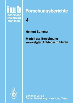 Bild des Verkufers fr Modell zur Berechnung verzweigter Antriebsstrukturen zum Verkauf von BuchWeltWeit Ludwig Meier e.K.