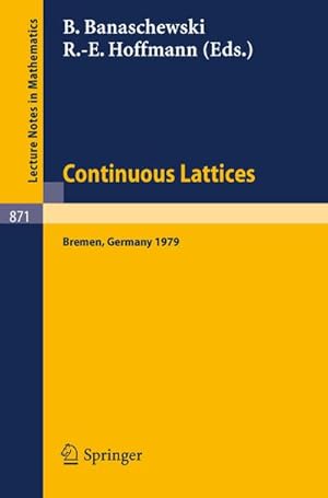 Immagine del venditore per Continuous Lattices venduto da BuchWeltWeit Ludwig Meier e.K.