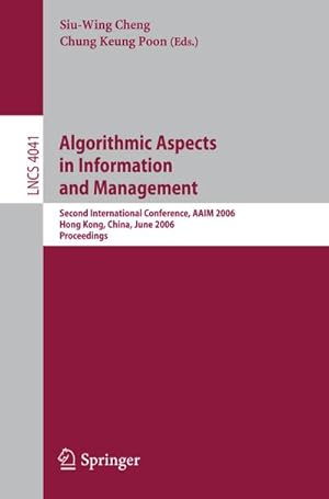 Imagen del vendedor de Algorithmic Aspects in Information and Management a la venta por BuchWeltWeit Ludwig Meier e.K.