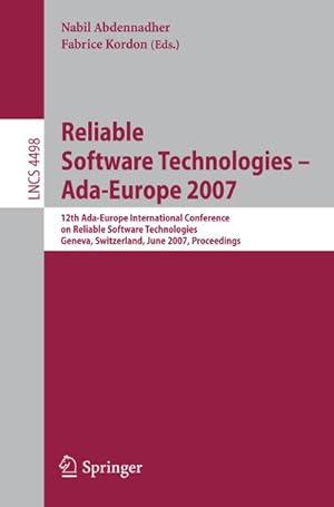 Bild des Verkufers fr Reliable Software Technologies - Ada-Europe 2007 zum Verkauf von BuchWeltWeit Ludwig Meier e.K.