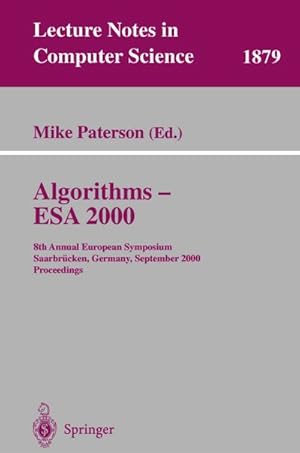 Imagen del vendedor de Algorithms - ESA 2000 a la venta por BuchWeltWeit Ludwig Meier e.K.