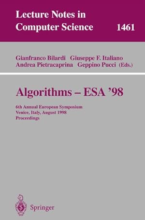 Immagine del venditore per Algorithms - ESA '98 venduto da BuchWeltWeit Ludwig Meier e.K.