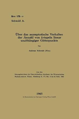 Immagine del venditore per �ber das asymptotische Verhalten der Anzahl von k-tupeln linear unabh�ngiger Gitterpunkte venduto da BuchWeltWeit Ludwig Meier e.K.