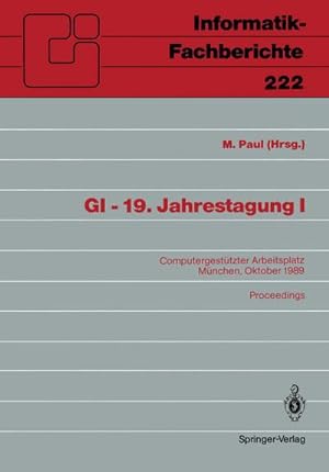 Seller image for GI  19. Jahrestagung I for sale by BuchWeltWeit Ludwig Meier e.K.