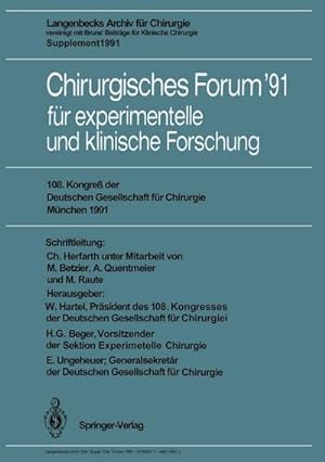 Seller image for Chirurgisches Forum 91 fr experimentelle und klinische Forschung for sale by BuchWeltWeit Ludwig Meier e.K.