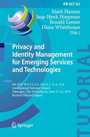 Bild des Verkufers fr Privacy and Identity Management for Emerging Services and Technologies zum Verkauf von BuchWeltWeit Ludwig Meier e.K.