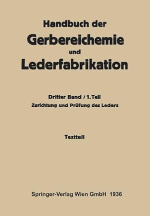 Seller image for Zurichtung und Prfung des Leders -Textteil for sale by BuchWeltWeit Ludwig Meier e.K.