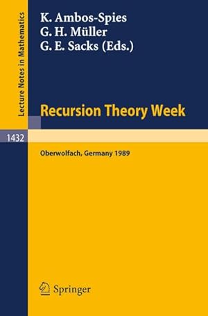 Immagine del venditore per Recursion Theory Week venduto da BuchWeltWeit Ludwig Meier e.K.