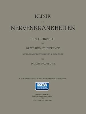 Imagen del vendedor de Klinik der Nervenkrankheiten a la venta por BuchWeltWeit Ludwig Meier e.K.