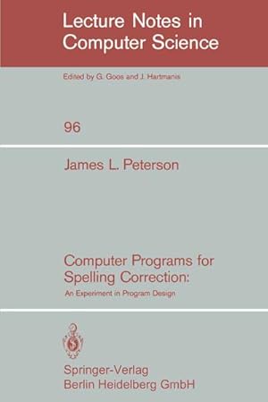 Bild des Verkufers fr Computer Programs for Spelling Correction zum Verkauf von BuchWeltWeit Ludwig Meier e.K.