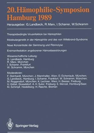 Seller image for 20. Hmophilie-Symposion Hamburg 1989 for sale by BuchWeltWeit Ludwig Meier e.K.