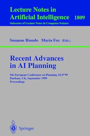 Immagine del venditore per Recent Advances in AI Planning venduto da BuchWeltWeit Ludwig Meier e.K.