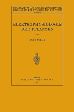 Imagen del vendedor de Elektrophysiologie der Pflanzen a la venta por BuchWeltWeit Ludwig Meier e.K.