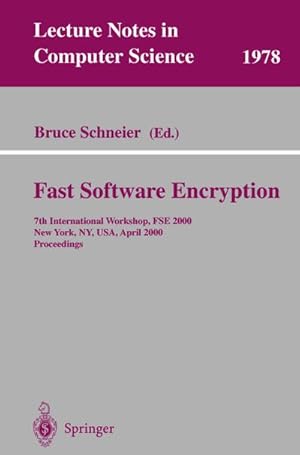 Immagine del venditore per Fast Software Encryption venduto da BuchWeltWeit Ludwig Meier e.K.