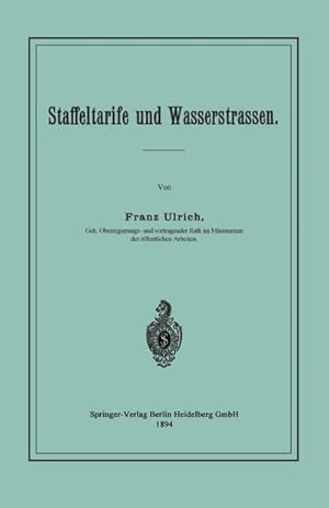 Seller image for Staffeltarife und Wasserstrassen for sale by BuchWeltWeit Ludwig Meier e.K.