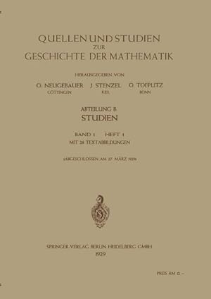 Seller image for Quellen und Studien zur Geschichte der Mathematik, Astronomie und Physik for sale by BuchWeltWeit Ludwig Meier e.K.