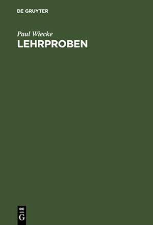 Seller image for Lehrproben for sale by BuchWeltWeit Ludwig Meier e.K.