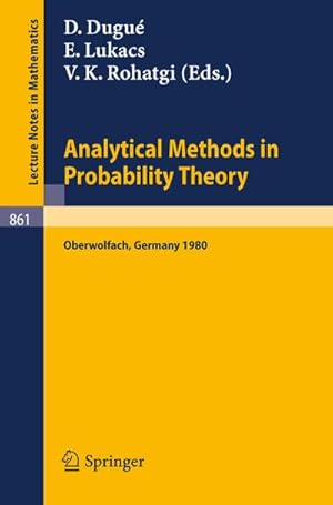 Bild des Verkufers fr Analytical Methods in Probability Theory zum Verkauf von BuchWeltWeit Ludwig Meier e.K.