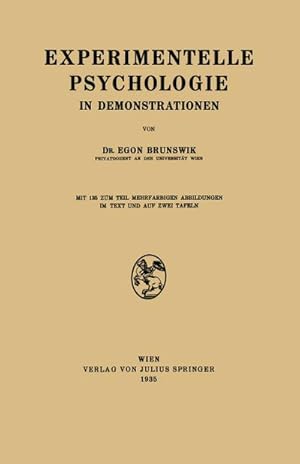 Immagine del venditore per Experimentelle Psychologie in Demonstrationen venduto da BuchWeltWeit Ludwig Meier e.K.