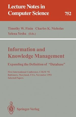 Immagine del venditore per Information and Knowledge Management: Expanding the Definition of Database venduto da BuchWeltWeit Ludwig Meier e.K.