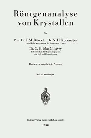 Seller image for Rntgenanalyse von Krystallen for sale by BuchWeltWeit Ludwig Meier e.K.