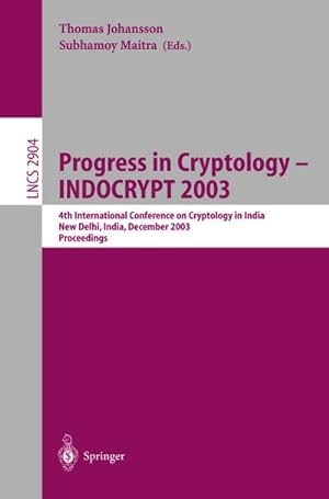 Seller image for Progress in Cryptology -- INDOCRYPT 2003 for sale by BuchWeltWeit Ludwig Meier e.K.