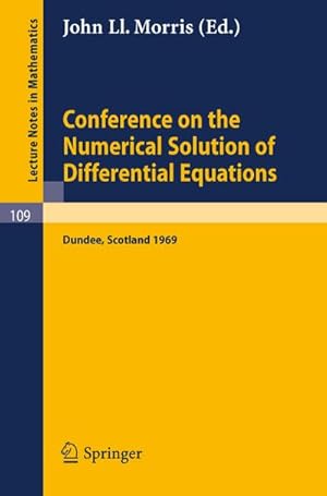 Bild des Verkufers fr Conference on the Numerical Solution of Differential Equations zum Verkauf von BuchWeltWeit Ludwig Meier e.K.