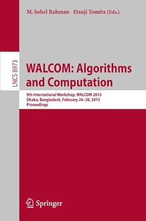 Image du vendeur pour WALCOM: Algorithms and Computation mis en vente par BuchWeltWeit Ludwig Meier e.K.