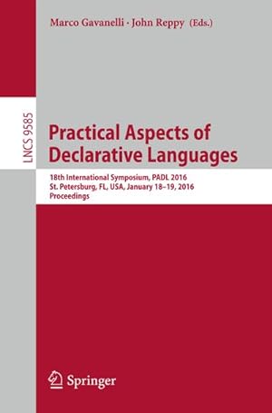 Bild des Verkufers fr Practical Aspects of Declarative Languages zum Verkauf von BuchWeltWeit Ludwig Meier e.K.