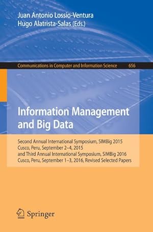Imagen del vendedor de Information Management and Big Data a la venta por BuchWeltWeit Ludwig Meier e.K.